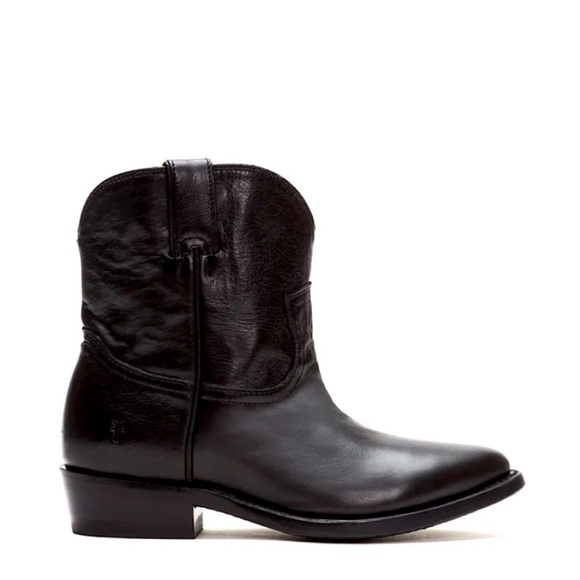 $358 Frye Billy Pull On Black Real Leather Southern Comfy Cute Cowboy Ankle Boot - Picture 3 of 16